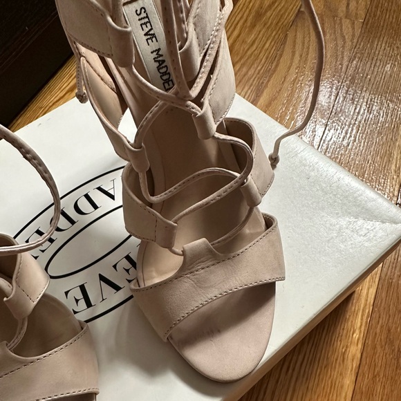 Steve Madden Sandalia Blush Nubuck Leather Lace-Up Heels - Picture 16 of 16